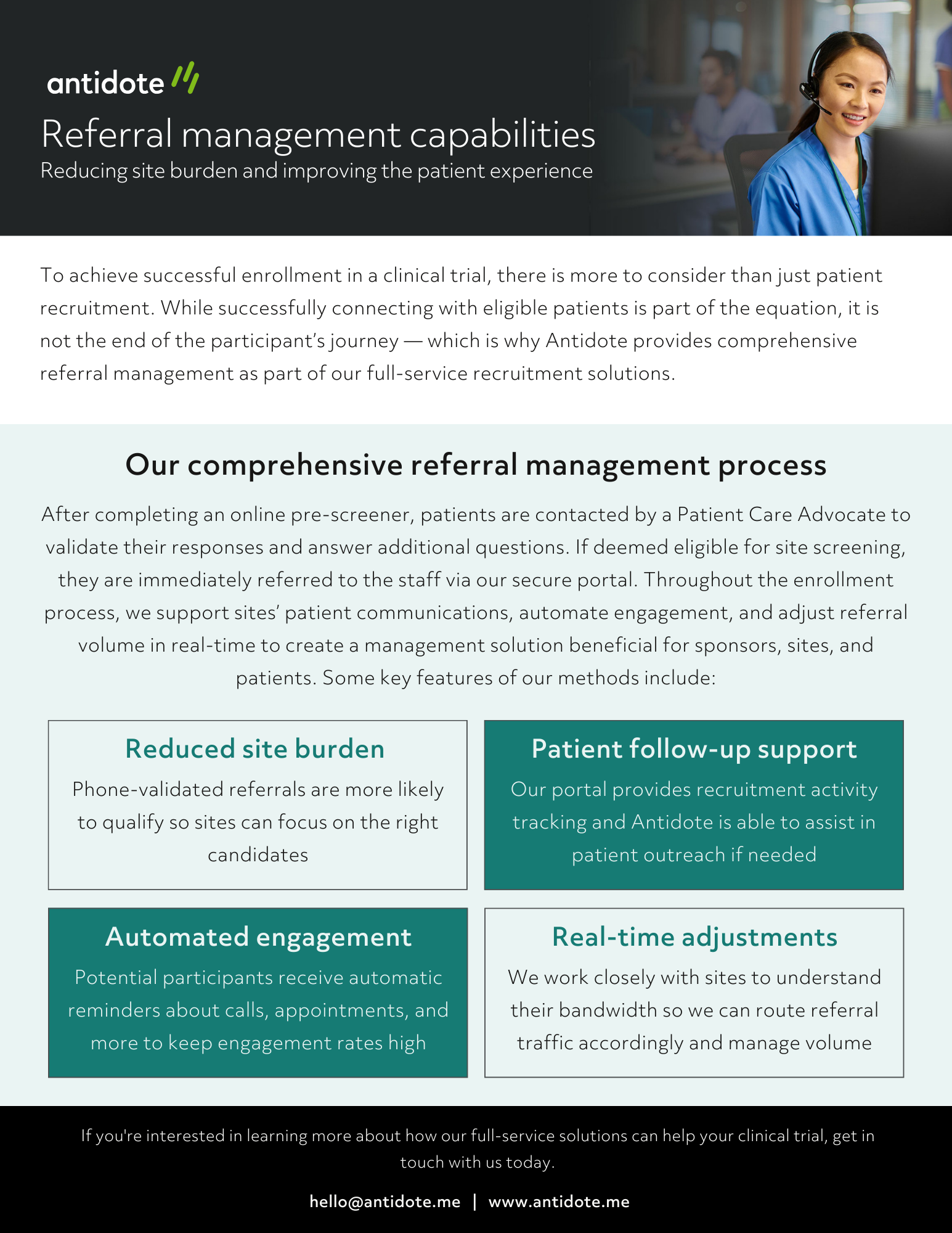 Referral management one-pager