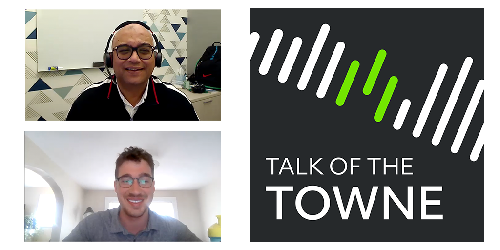 Graphic of Richard Towne and Sanjoy Dutta with the Talk of the Towne logo. 