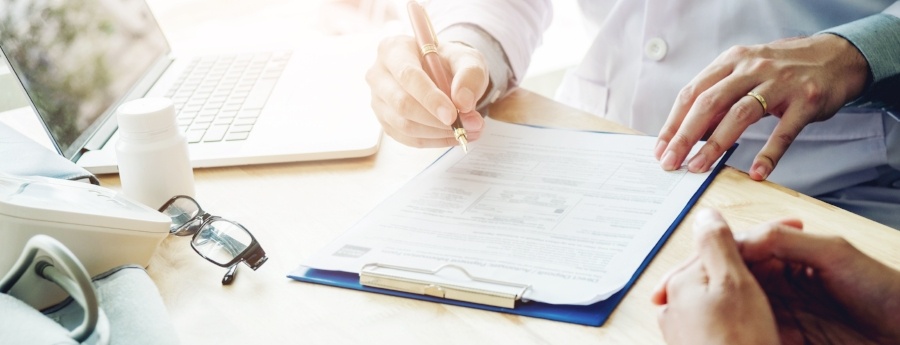 A patient signing up for a clinical trial