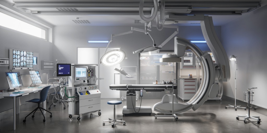 Digital image of the interior of a surgery room in a hospital without any people. Digital image of the interior of a surgery room in a hospital without any people.