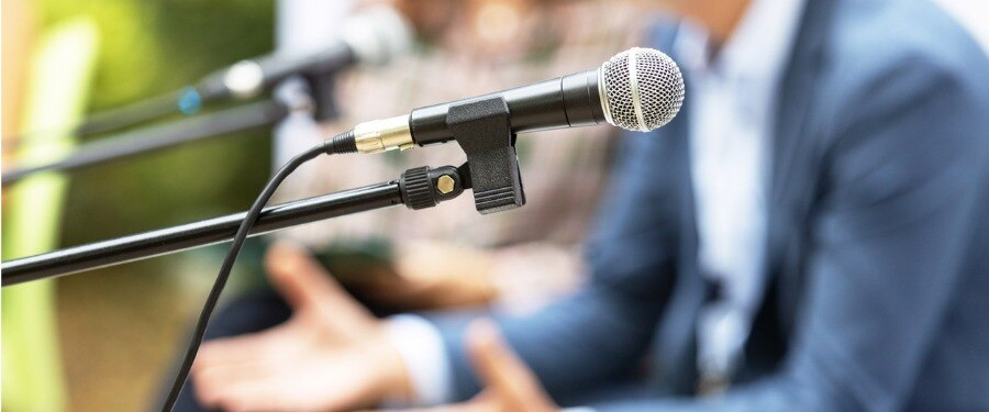 Microphone at corporate clinical trial conference