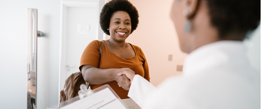 Woman enrolling in a clinical trial