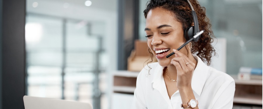 Woman working to phone validate a patient for a clinical trial